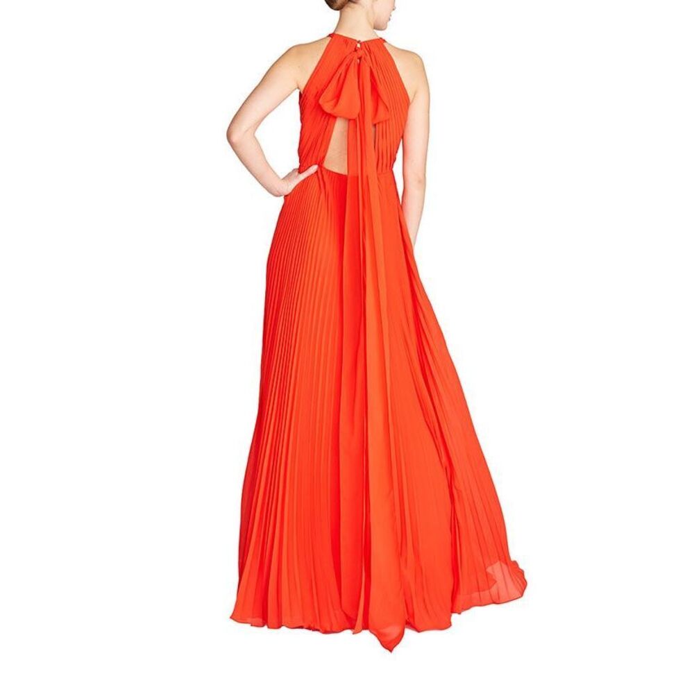 NWT ML MONIQUE LHUILLIER Sleeveless Pleated Chiffon Dress US 4 $695 - Picture 4 of 11